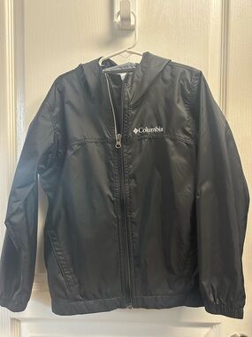 Columbia Kids Black Hooded Rain Jacket